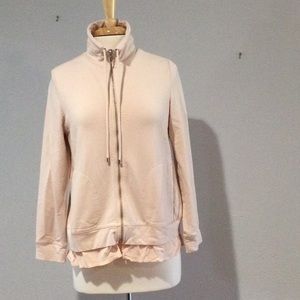 Zenergy by Chico's Pink Zipper Front Collared Tie Jacket with Pockets Size 1/M/8